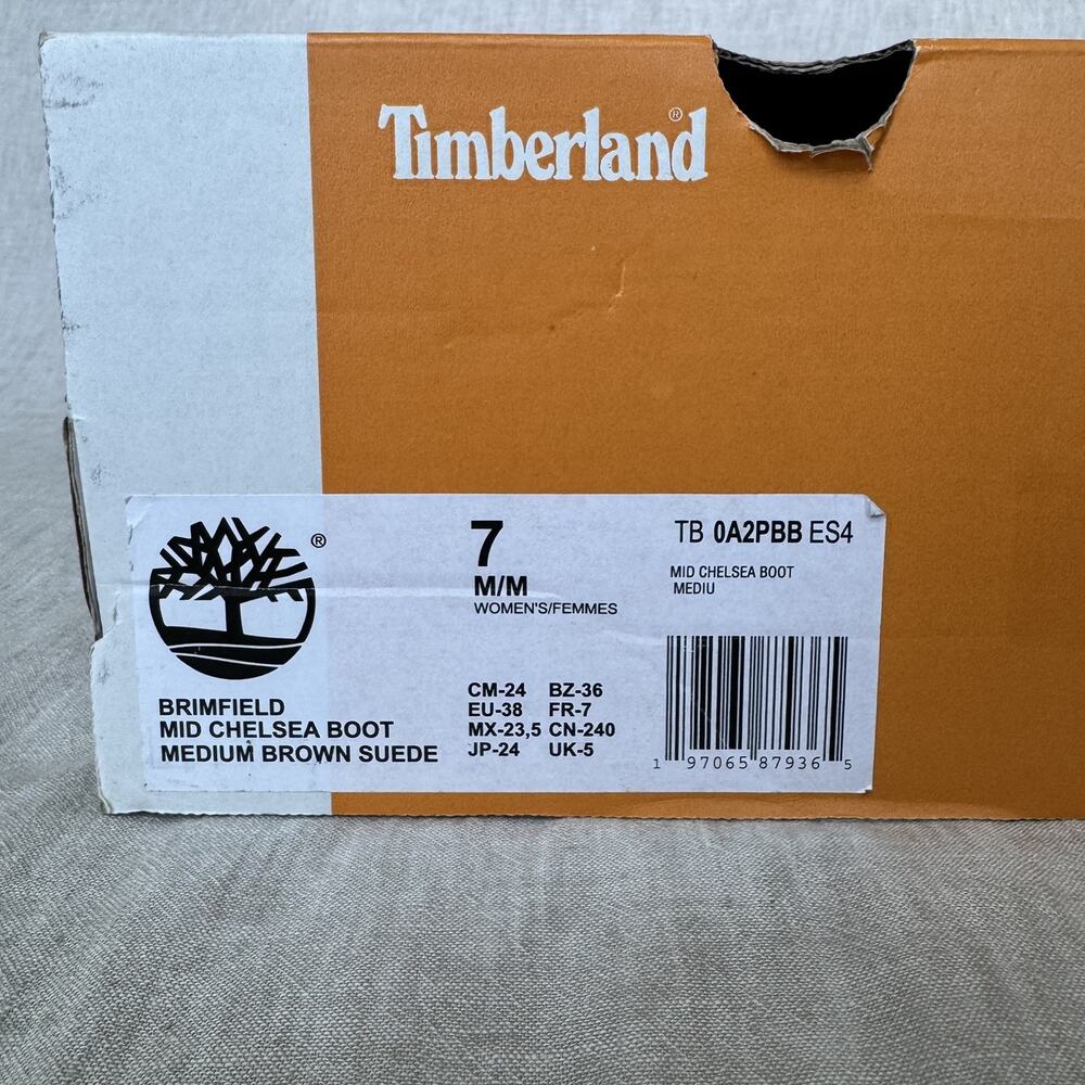 [WOMEN 7] Timberland Brimfield Mid Chelsea WATERPROOF Brown Suede Chunky Sole - Picture 2 of 12